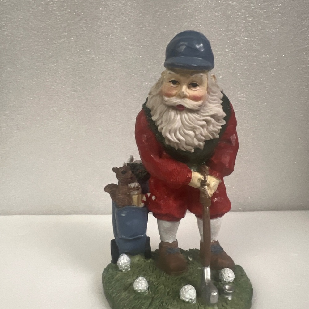 Santa Claus Golfing Ornament - Red and Blue